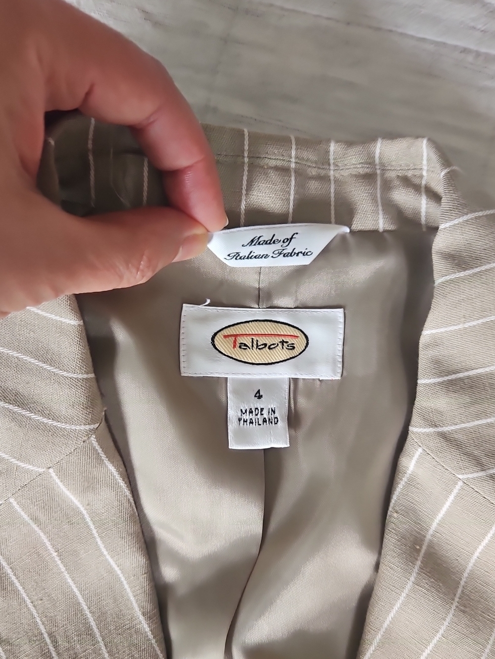 Talbots Beige Pinstripe Blazer